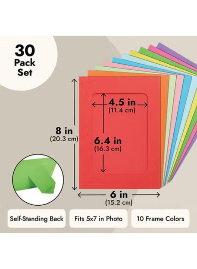 Peachjoy 30 Pack Colorful 5x7 inch Paper Picture Frames, Cardboard Photo Easels for DIY, Classroom Crafts, 10 Rainbow Colors - Paper Frames - Image 4